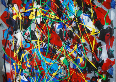 Omaggio a Jackson Pollock, tecnica mista su cartoncino, cm. 70x50