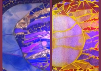 Sole e Luna | mosaico fontana luminosa in vetro artistico 35x40