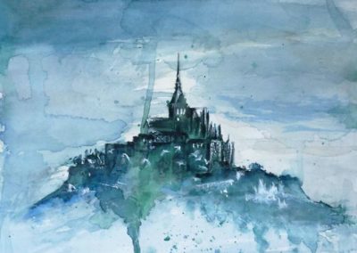 Mont Saint-Michel … en blue | Acquarello su carta cm. 30x22