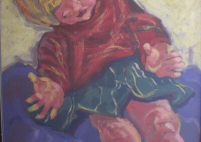 bambola pensierosa, 2017, acrilico su cartone, cm 70x50