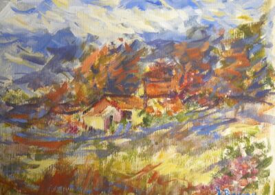 in Valtrebbia paesaggio, 2008, tempera su carta, cm 40x50